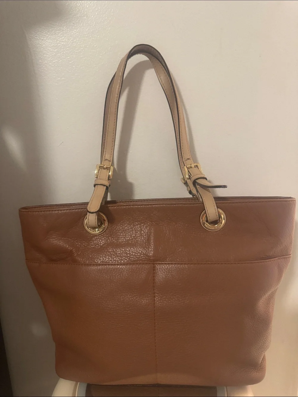 Michael Kors Brown Leather Tote with Cream Straps